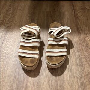 Tan and White Strappy Sandals